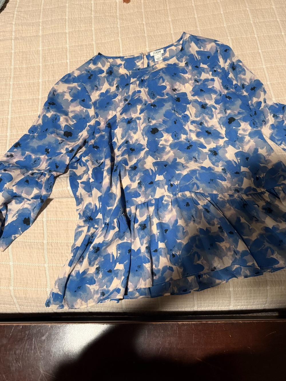 LOFT Blue and White Floral Peplum Top
